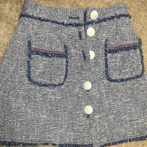 Zara Blue and White Tweed Skirt - Picture 3 of 5